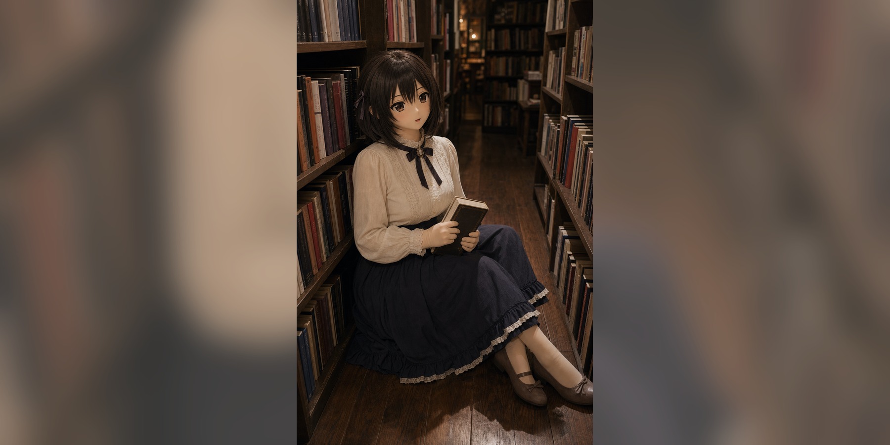 原创 Kig/animegao 图书馆阅读场景，作为 Kig 入门杂志专栏封面